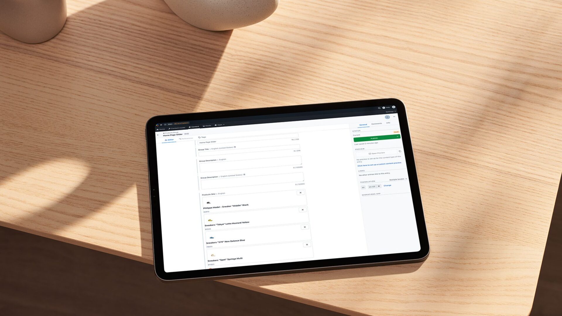 Image of person working with Contentful Connector on ipad