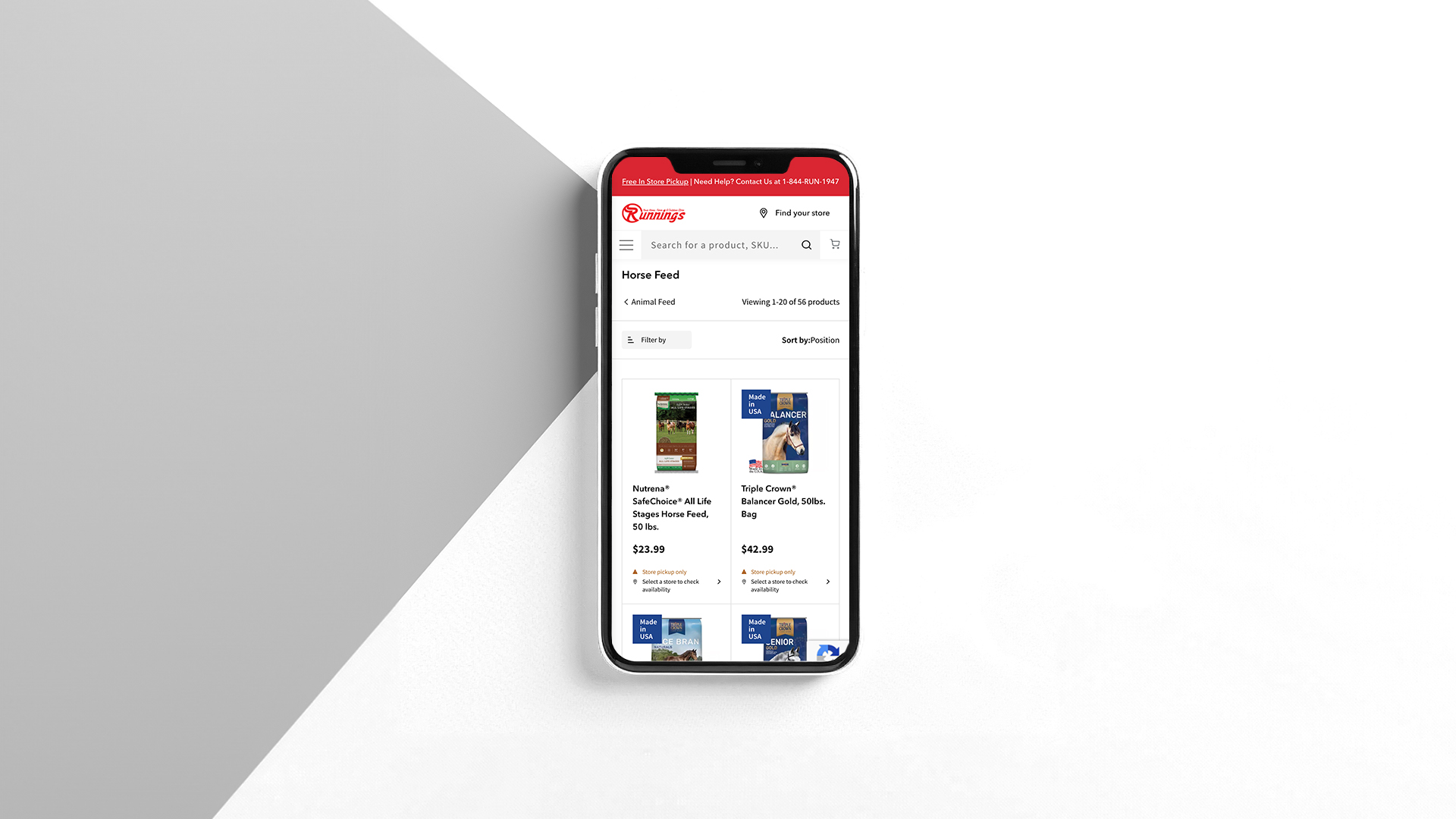 Image of Runnings website on a phone
